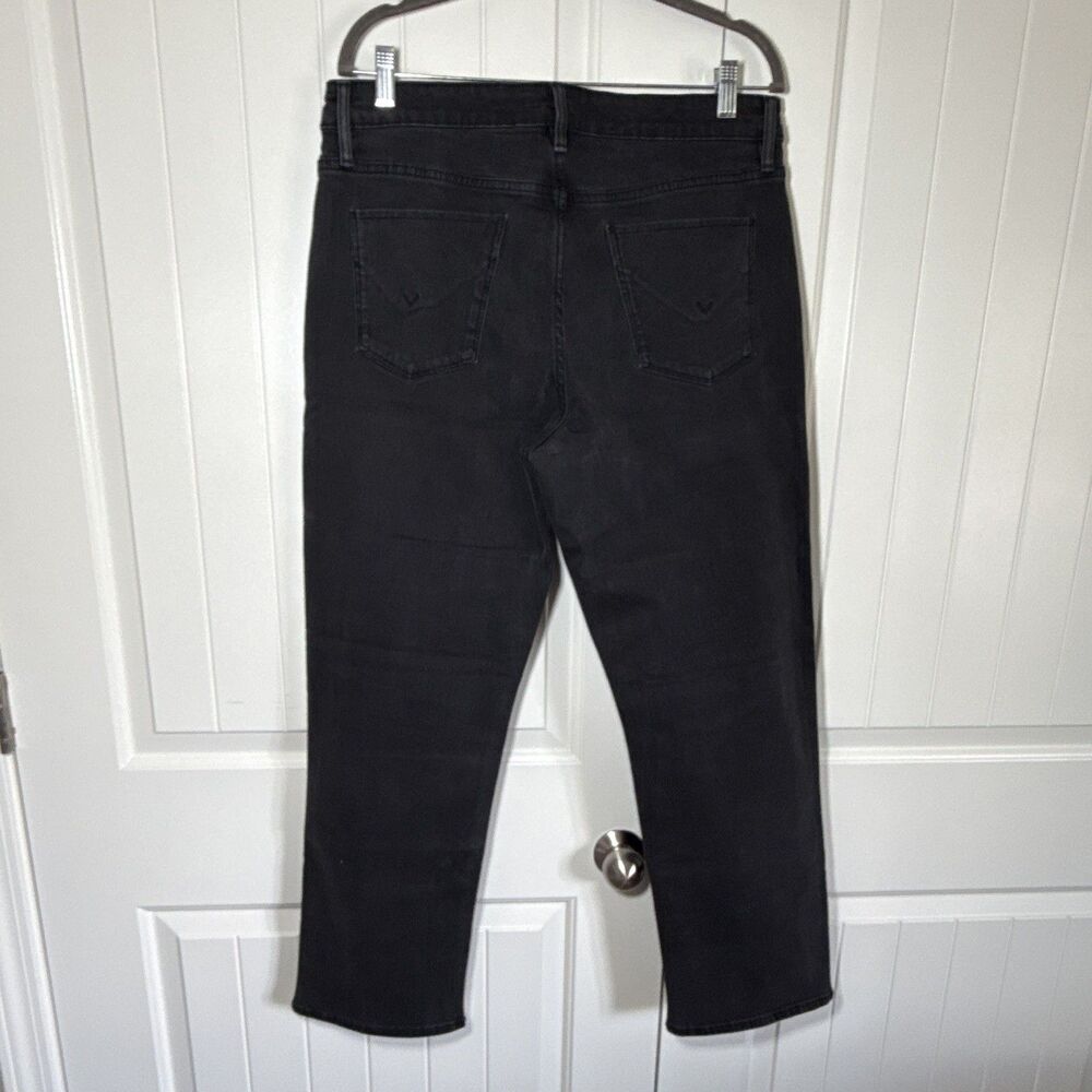 Hudson Women’s Black Dark Wash Denim Straight Jeans Stretch Pockets Size 14 - Picture 7 of 15